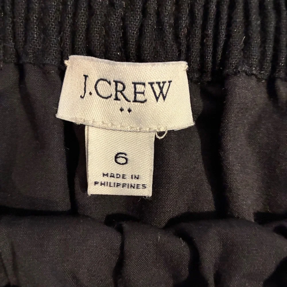 J.Crew Black Linen Blend Skirt‎ Elastic Waist A-Line Casual Everyday Athletic -6
